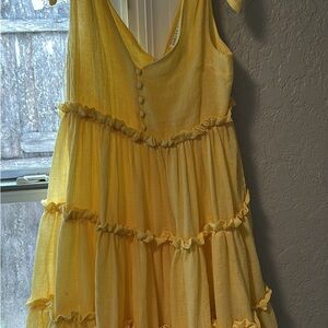 Sunny Yellow Ruffled Tiered Dress